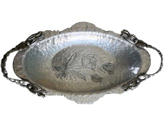 Rodney Kent Hand Wrought Creations Hammered Aluminum Oval Tray