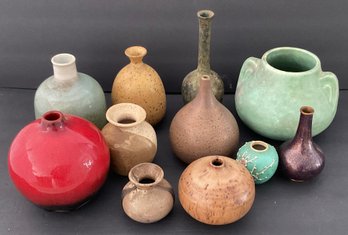11 Assorted Ceramic, Pottery, Enamel Vases