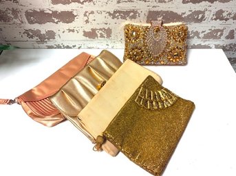 Grouping Of 5 Goldtone Gold Colored Evening Bags
