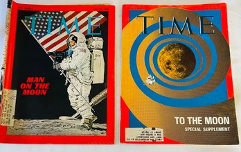 Vintage Time Magazines - Man On The Moon & To The Moon Issues 1969