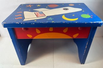 Cute Hand Painted Space Themed Nursery Stool