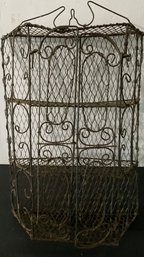 Vintage Style Wirework Wall Hanging Cabinet, Shelf