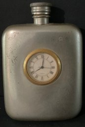 English Pewter Flask, Japan Quartz Clock