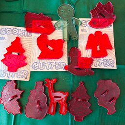 Vintage Lot Of Red Plastic Cookie Cutters - Made In USA