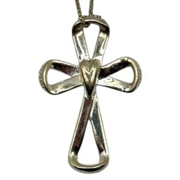 (A184) Italian Sterling Silver Cross Necklace