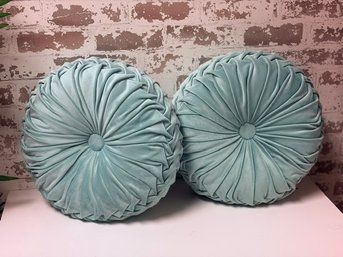 Pair Of Light Seafoam Blue / Green Decorative Toss Pillows