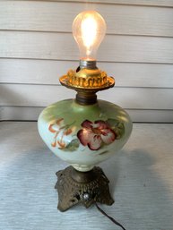 Antique Oil Lamp Electrified Missing The Gone With The Wind Globe Good For Parts Or Restoration