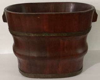 Antique Chinese Wooden Lacquered Barrel, Baby Bath Tub