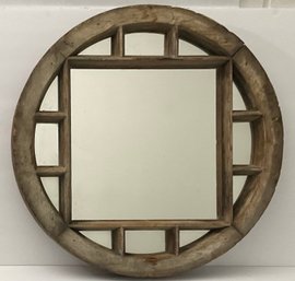 Driftwood Window-Style Wall Mirror Rustic, Diamond Style Round Mirror