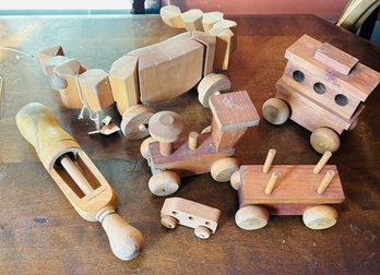 Lot Of Wooden Toys - Train, Alligator, And More