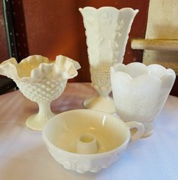 Lot Of Vintage White Milk Glass