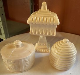 Vintage Lot Of Light Pink Milk Glass