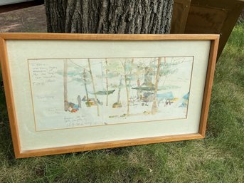 Boy Scout Camping At Housatonic State Park 1978 Watercolor Painting With Descriptions