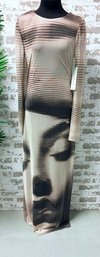 New With Tags - Almost Famous Grey Tone Pop Art Abstract Portrait Maxi Dress Size M