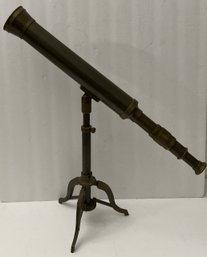 Vintage Nautical Burnished Brass Table Top Desk Telescope, Adjustable.