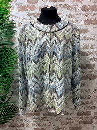 Chicos Flat Sequin Jacket With Teal Lining Size 3