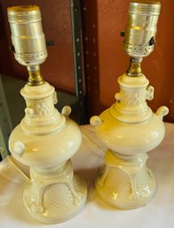Pair Of Vintage White Lamps