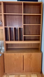 Danish Modern Wall Unit #1 Teak Veneer Made In Denmark Scandinavian Modular Shelving