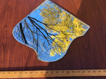 Thick Antique Odd Shaped Etched & Beveled Corner Mirror