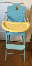 Vintage Child's Blue Metal High Chair