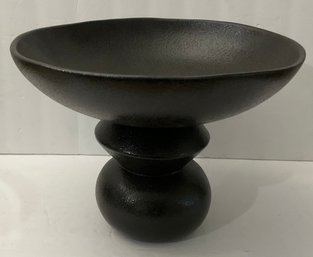 Crate & Barrel #60062 611-451 Ashanti Black, Pedestal Bowl, Made In Portugal