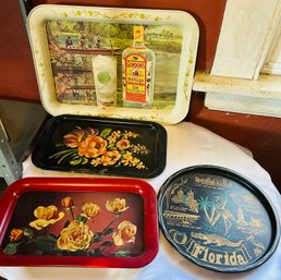 Lot Of Vintage Metal Trays
