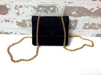 Chic First Issue Suede & Gold Tone Chain Crossbody Bag