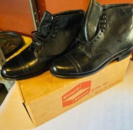 Pair Of Black Leather Knapp Shoes In Box