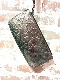 Patricia Nash Tooled Silver Leather Wristlet