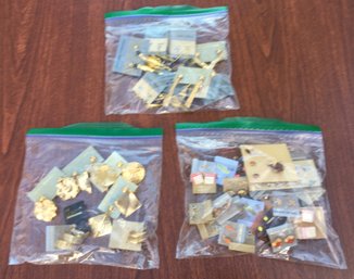 Jewelry Earrings Lot - 3 Bags Of 1960s - 1970s Mod Fashion Earrings - Pierced & Clip On