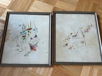 Vintage Floral Watercolor Paintings Signed K C Gurdon