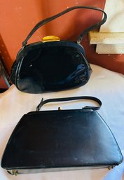 Pair Of Vintage Black Purses With Top Clasp
