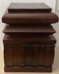 Crate & Barrel Wooden Mahogany Pedestal, Display Statuary Stand