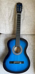 Best Choice Products 38in Blue Wood Acoustic Guitar With Case And Accessories