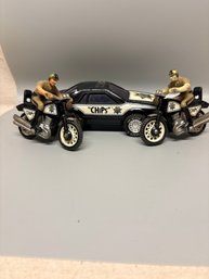 Vintage CHiPs Toy Lot  Patrol Car  2 Motorcycles W/ Riders (Buddy L / 1970s80s)