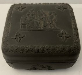 Wedgwood Black Basalt Jasperware Trinket Box, Decorative Object