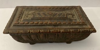 Vintage Carved Wooden Trinket, Storage Box, Lid