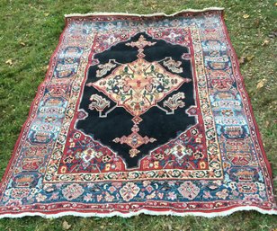 Vintage Persian Senneh Oriental Rug - Kurdistan Made Herati Pattern Design
