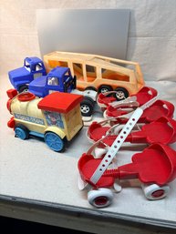 Vintage Toy Lot  Bubble Train, Plastic Trucks, Car Carrier  Roller Skates (70s90s)