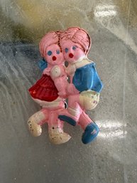 Vintage Hand Painted Celluloid Doll PinPin