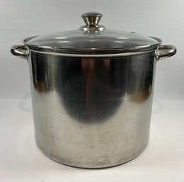 Large Stainless Steel Stock Pot W/Strainer Basket & Glass Lid Ref: KB