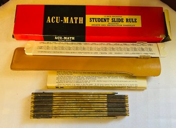 Acu-Math Student Side Rule In Original Box And Folding Ruler