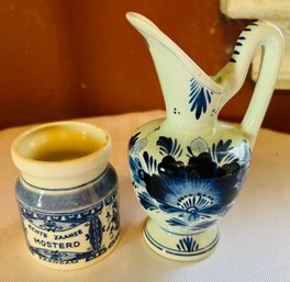 Delft Blue And White Pitcher And Jar
