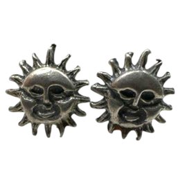 (B25) Sterling Silver Sun Stud Earrings