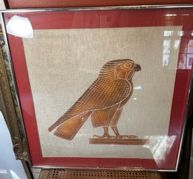 Falcon Print On Fabric,  Framed And Signed