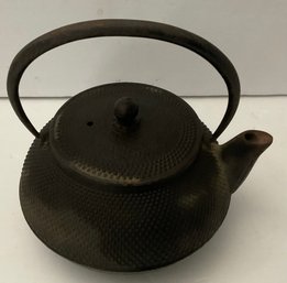 Vintage Japanese Nanbu Tekki Cast Iron Teapot, Distressed Black
