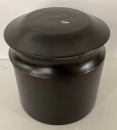 Black Wooden Container, Bucket, Lid, Made In Thailand.