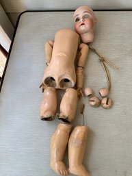 Antique German Bisque Doll Head Marked 29 AW Special And Parts Of Body For Restoration
