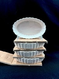 New - Set Of 4 Bonjour White Creme Brulee Dishes