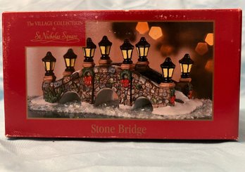 Vintage St. Nicholas Square Stone Bridge Christmas Village
